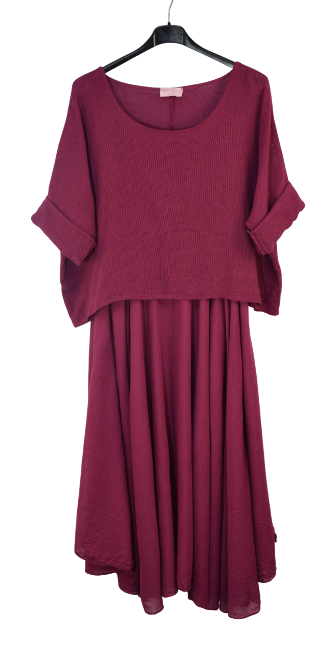 Italian Lagenlook 2 Piece Long Midi Dress Lightweight Summer Dress and Cropped Over Top Set