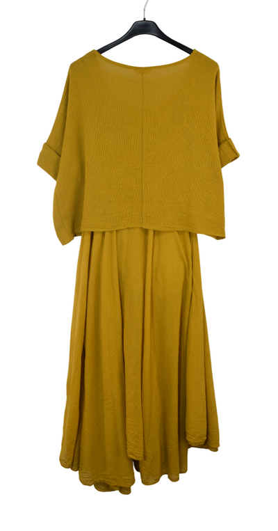 Italian Lagenlook 2 Piece Long Midi Dress Lightweight Summer Dress and Cropped Over Top Set