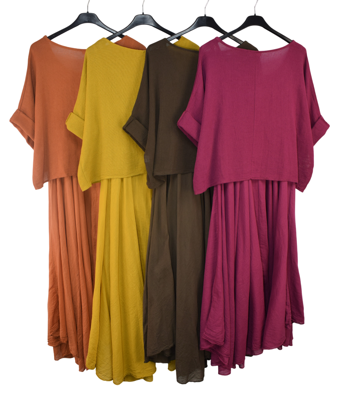 Italian Lagenlook 2 Piece Long Midi Dress Lightweight Summer Dress and Cropped Over Top Set