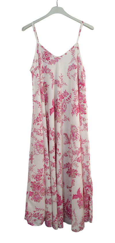 Ladies Italian Lagenlook Fine Floral Sleeveless Maxi Long Summer Dress