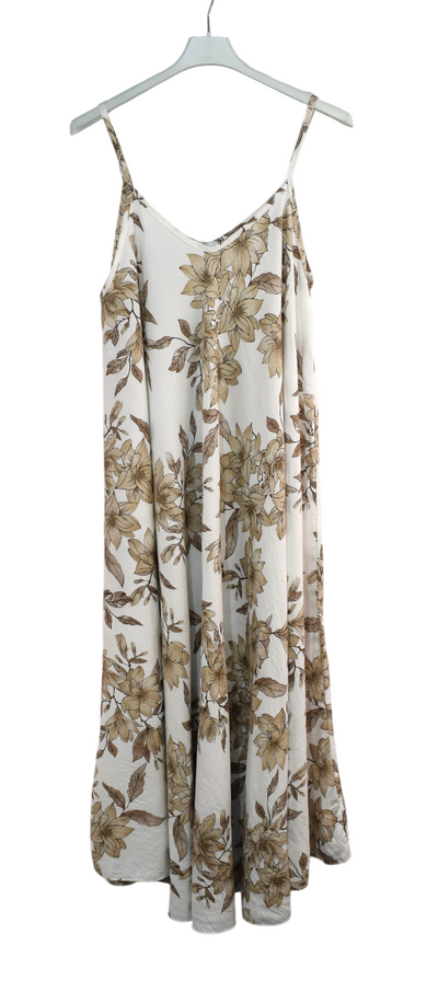 Ladies Italian Lagenlook Leafy Floral Sleeveless Maxi Long Summer Dress