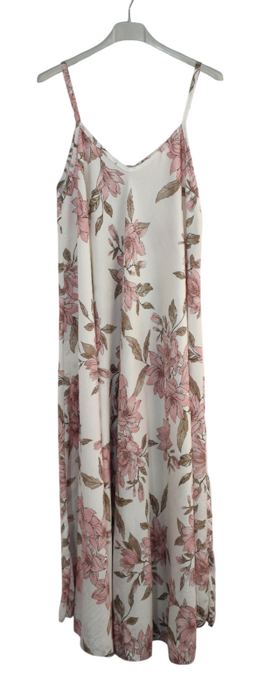Ladies Italian Lagenlook Leafy Floral Sleeveless Maxi Long Summer Dress