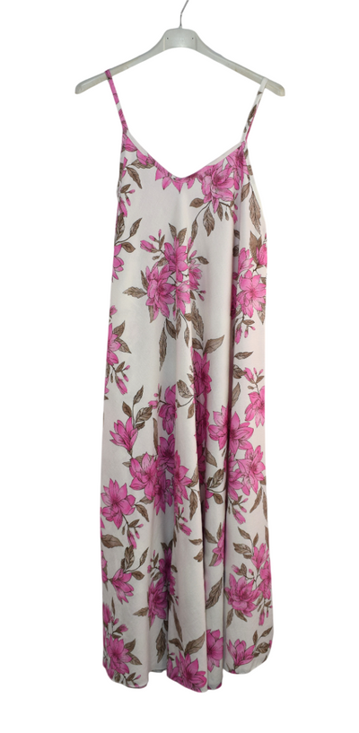 Ladies Italian Lagenlook Leafy Floral Sleeveless Maxi Long Summer Dress