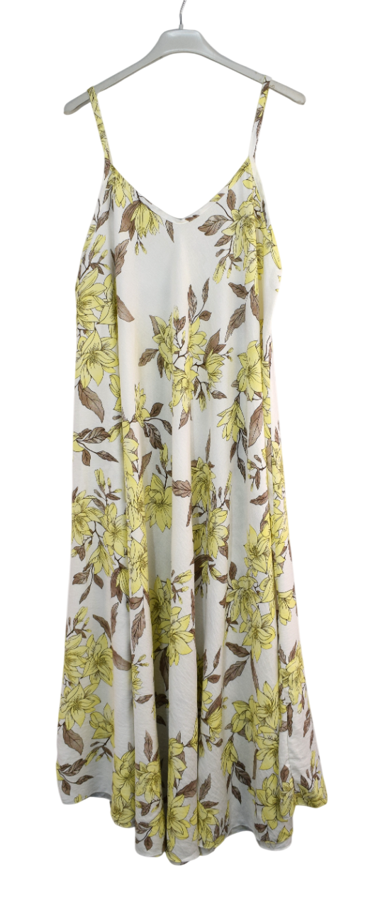 Ladies Italian Lagenlook Leafy Floral Sleeveless Maxi Long Summer Dress
