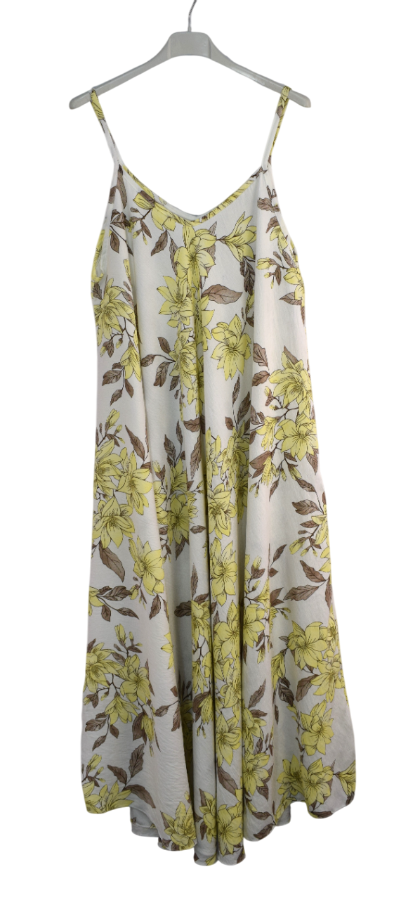 Ladies Italian Lagenlook Leafy Floral Sleeveless Maxi Long Summer Dress