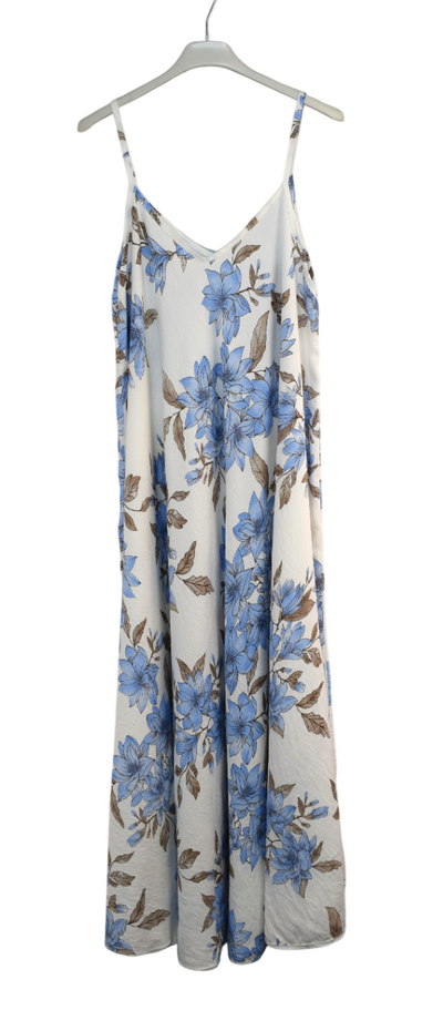 Ladies Italian Lagenlook Leafy Floral Sleeveless Maxi Long Summer Dress