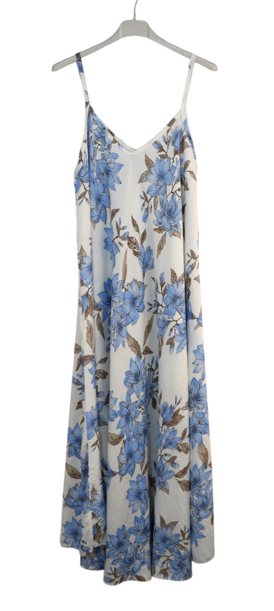Ladies Italian Lagenlook Leafy Floral Sleeveless Maxi Long Summer Dress