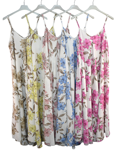 Ladies Italian Lagenlook Leafy Floral Sleeveless Maxi Long Summer Dress