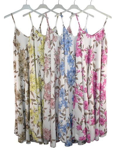 Ladies Italian Lagenlook Leafy Floral Sleeveless Maxi Long Summer Dress