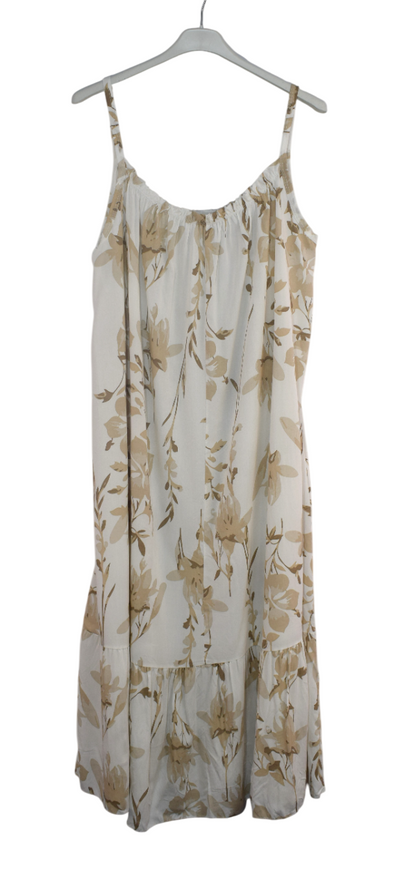 Ladies Italian Lagenlook Floral Elasticated Neckline Tiered Maxi Dress
