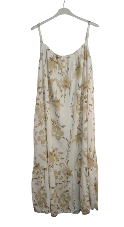 Ladies Italian Lagenlook Floral Elasticated Neckline Tiered Maxi Dress
