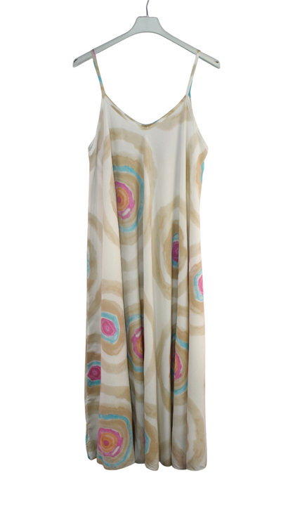 Ladies Italian Lagenlook Tie-Dye Print Sleeveless Maxi Long Summer Dress