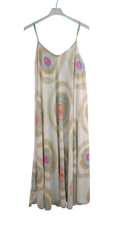 Ladies Italian Lagenlook Tie-Dye Print Sleeveless Maxi Long Summer Dress