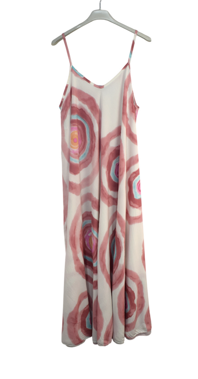 Ladies Italian Lagenlook Tie-Dye Print Sleeveless Maxi Long Summer Dress