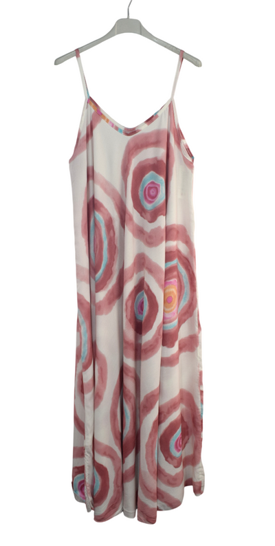 Ladies Italian Lagenlook Tie-Dye Print Sleeveless Maxi Long Summer Dress