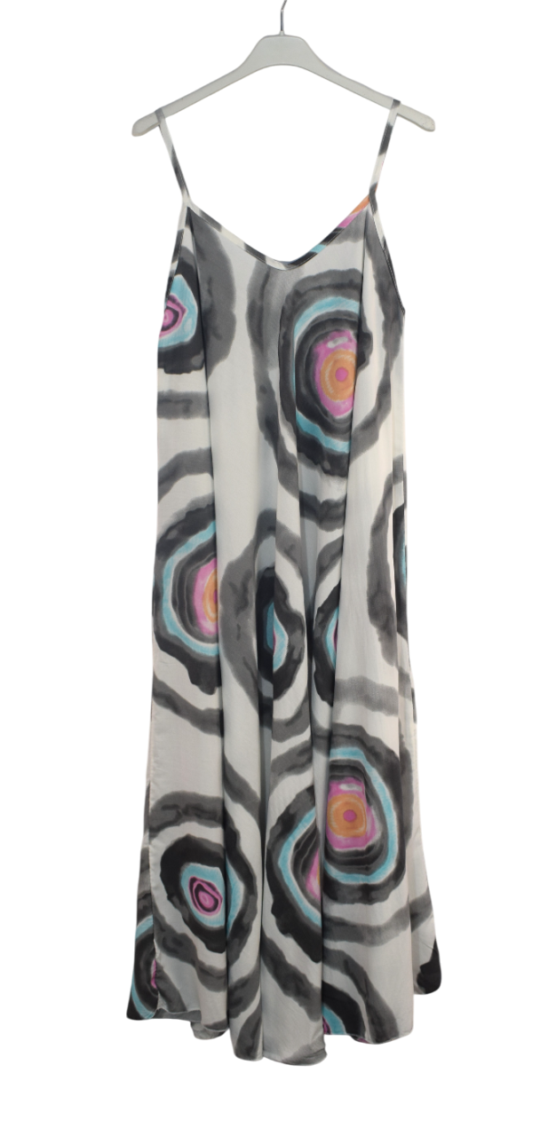 Ladies Italian Lagenlook Tie-Dye Print Sleeveless Maxi Long Summer Dress