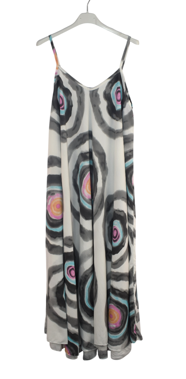 Ladies Italian Lagenlook Tie-Dye Print Sleeveless Maxi Long Summer Dress