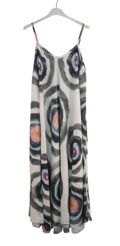 Ladies Italian Lagenlook Tie-Dye Print Sleeveless Maxi Long Summer Dress
