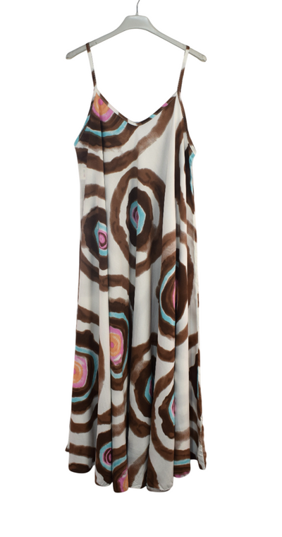 Ladies Italian Lagenlook Tie-Dye Print Sleeveless Maxi Long Summer Dress