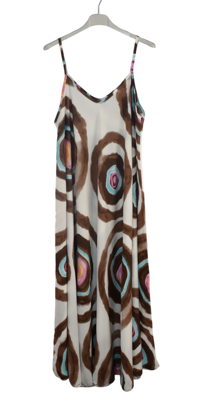 Ladies Italian Lagenlook Tie-Dye Print Sleeveless Maxi Long Summer Dress
