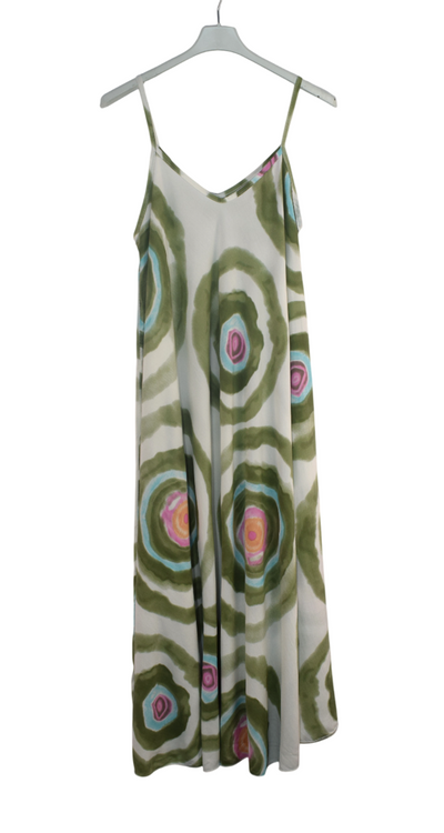 Ladies Italian Lagenlook Tie-Dye Print Sleeveless Maxi Long Summer Dress