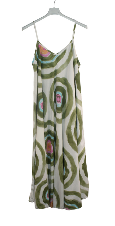 Ladies Italian Lagenlook Tie-Dye Print Sleeveless Maxi Long Summer Dress