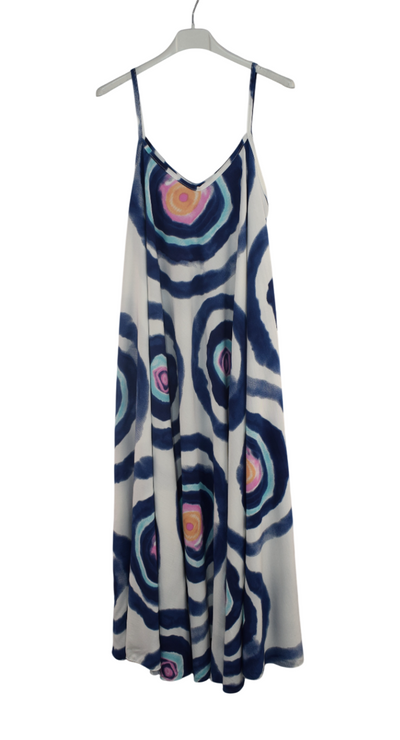 Ladies Italian Lagenlook Tie-Dye Print Sleeveless Maxi Long Summer Dress