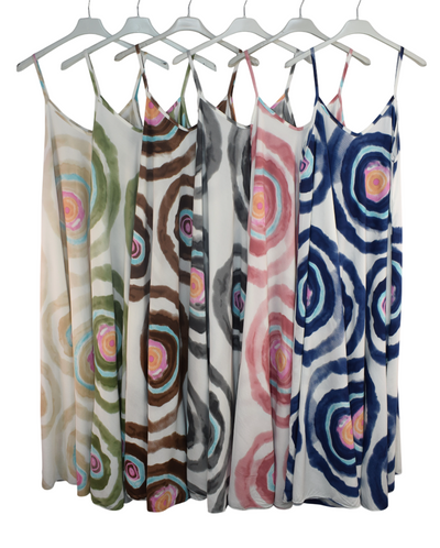 Ladies Italian Lagenlook Tie-Dye Print Sleeveless Maxi Long Summer Dress
