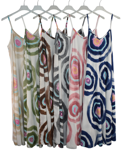 Ladies Italian Lagenlook Tie-Dye Print Sleeveless Maxi Long Summer Dress