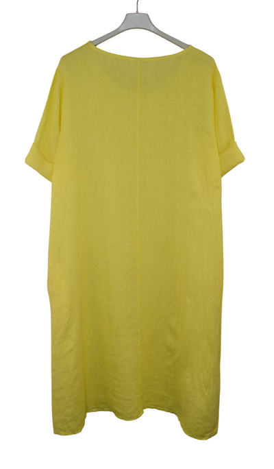 Italian Lagenlook Linen Plain A-Line Tunic Dress Lightweight Summer Dress