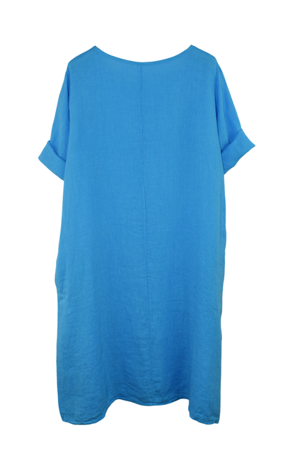 Italian Lagenlook Linen Plain A-Line Tunic Dress Lightweight Summer Dress
