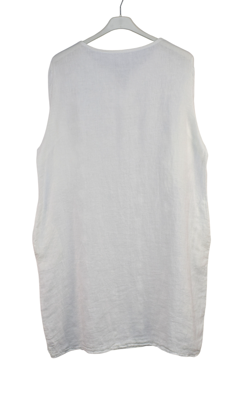Italian Lagenlook Linen Abstract Embroidered A-Line Tunic Dress Lightweight Summer Dress