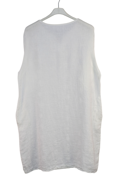 Italian Lagenlook Linen Abstract Embroidered A-Line Tunic Dress Lightweight Summer Dress