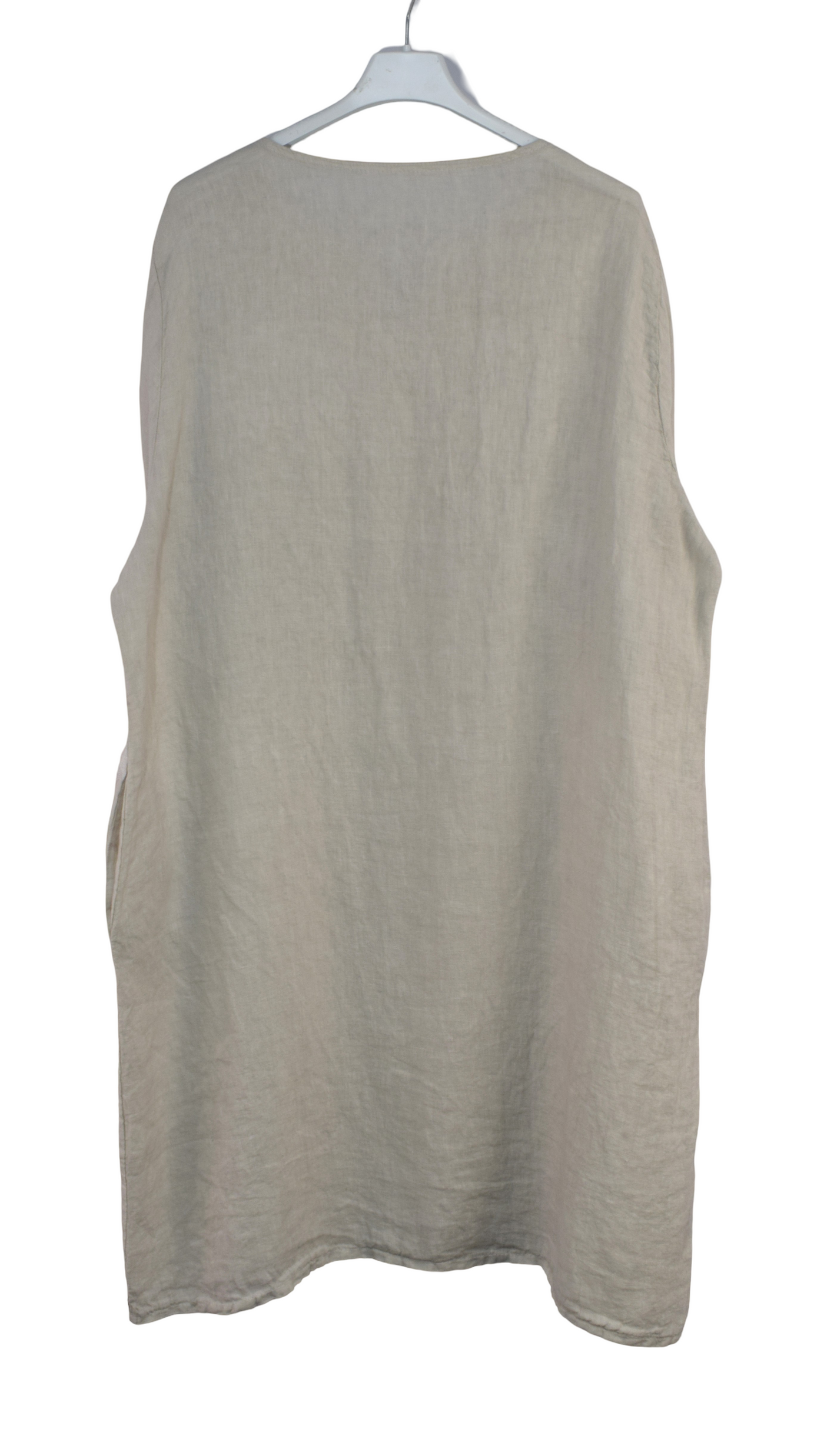 Italian Lagenlook Linen Abstract Embroidered A-Line Tunic Dress Lightweight Summer Dress