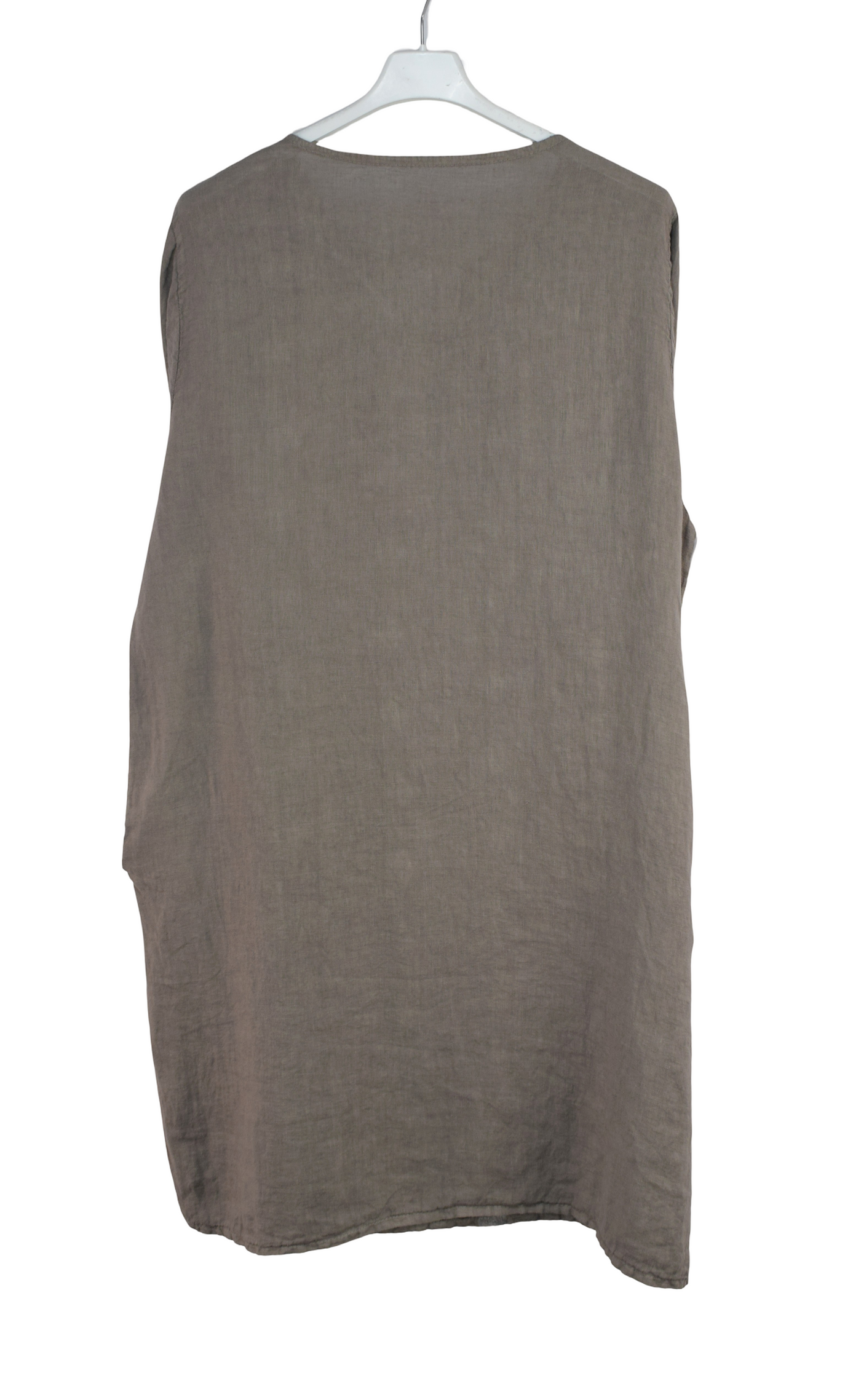 Italian Lagenlook Linen Abstract Embroidered A-Line Tunic Dress Lightweight Summer Dress