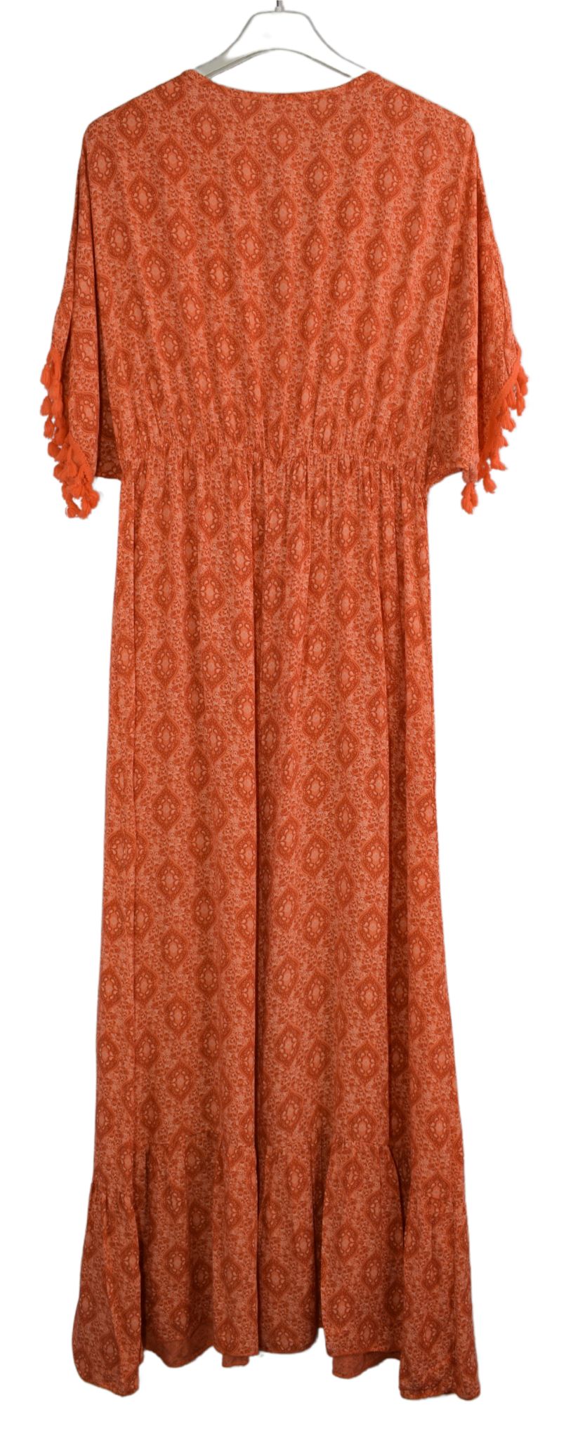 Ladies Italian Lagenlook Fine Print Kaftan Style V-neck Maxi