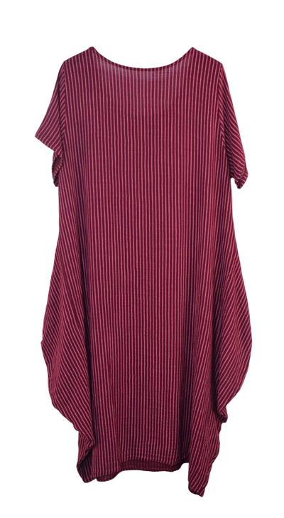 Ladies Italian Lagenlook Stripe Cotton Lightweight Summer Baggy Long Dress SS25