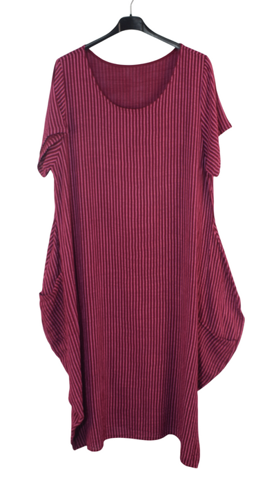 Ladies Italian Lagenlook Stripe Cotton Lightweight Summer Baggy Long Dress SS25