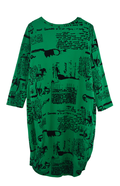 Ladies Italian lagenlook Warm Winter Script Design Midi Parachute Cocoon dress