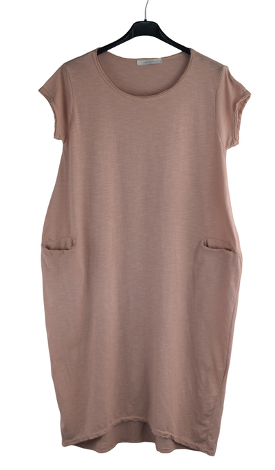 Ladies Italian Cotton Jersey Stretch Tunic Dress with Pockets