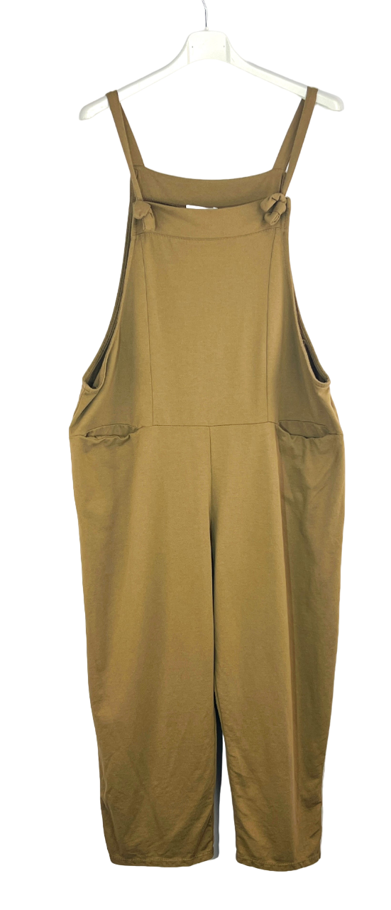 Ladies Italian Lagenlook Plain All-in-One Dungarees Jumpsuit