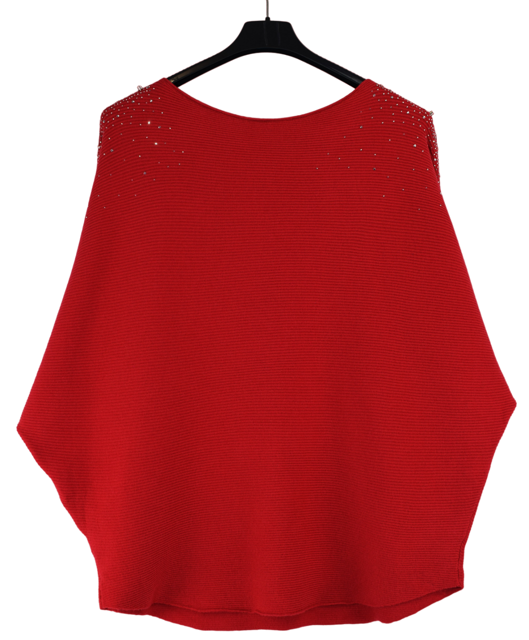 Ladies Italian Lagenlook Pearl, Diamante and Stud Embellished Sleeve Jumper