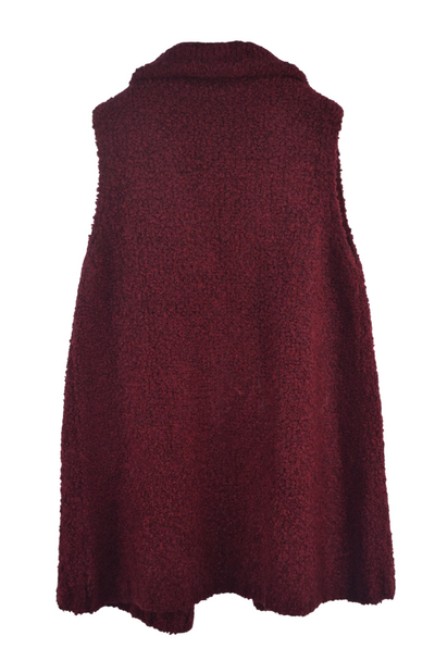 Ladies Italian Soft Warm Wool Blend Open Front Boucle Gilet Collared Sleeveless Knit