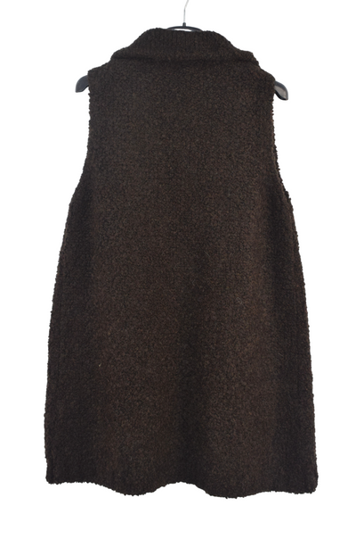 Ladies Italian Soft Warm Wool Blend Open Front Boucle Gilet Collared Sleeveless Knit