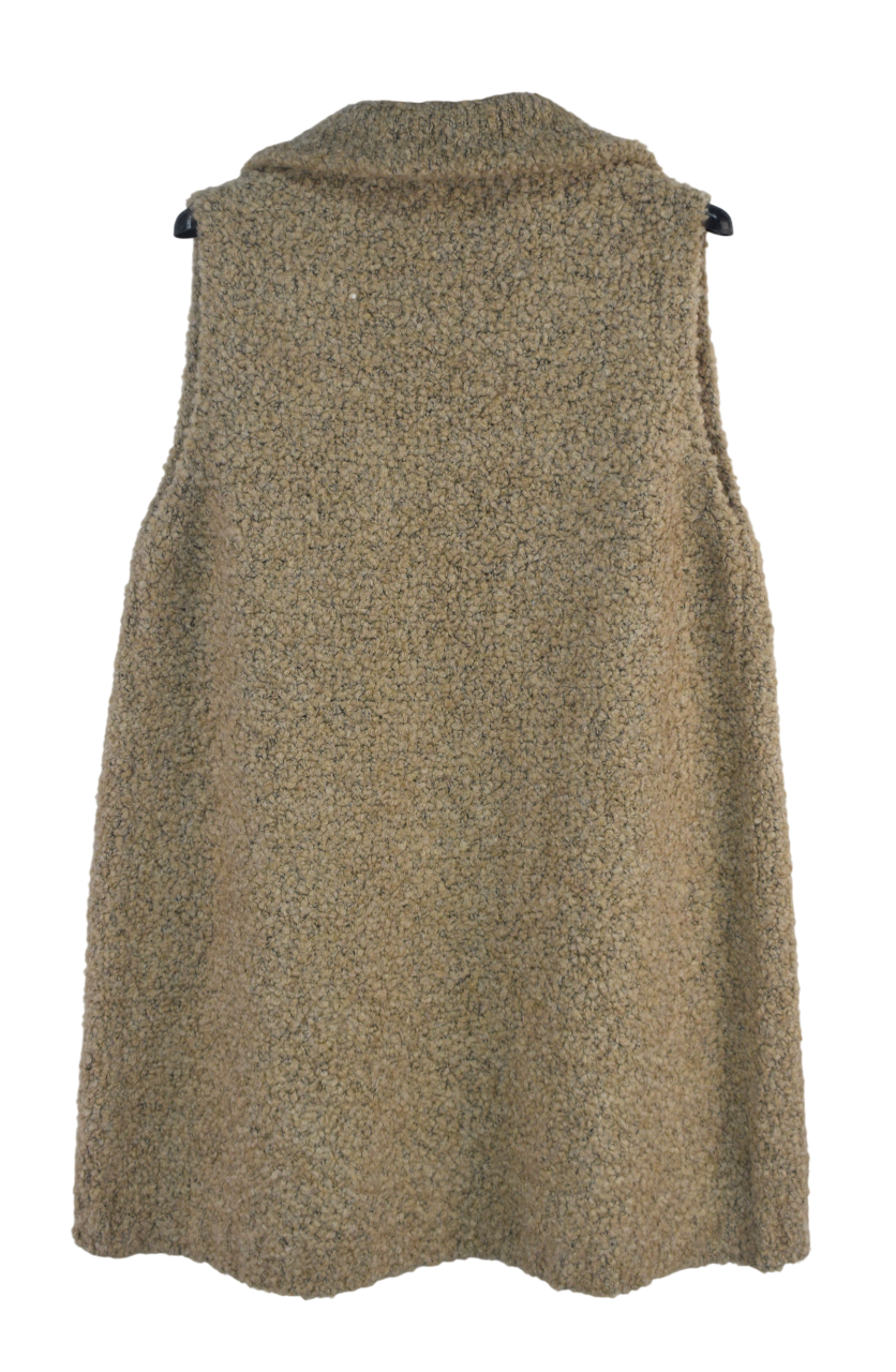 Ladies Italian Soft Warm Wool Blend Open Front Boucle Gilet Collared Sleeveless Knit