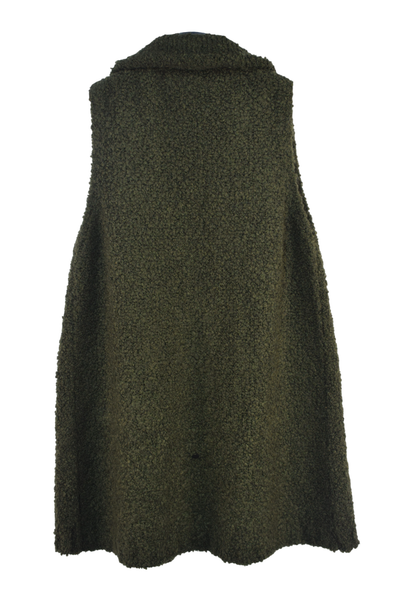 Ladies Italian Soft Warm Wool Blend Open Front Boucle Gilet Collared Sleeveless Knit