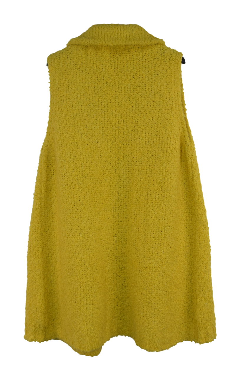 Ladies Italian Soft Warm Wool Blend Open Front Boucle Gilet Collared Sleeveless Knit