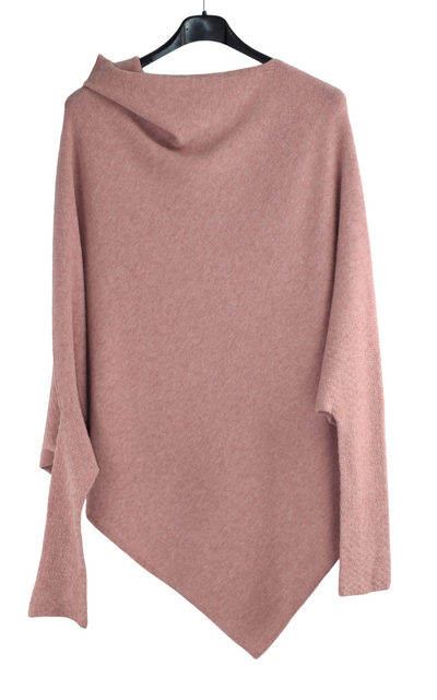 Italian Lagenlook Asymmetric Draped Jumper Off The Shoulder Knit Jumper