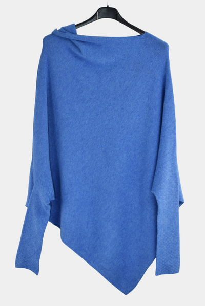 Italian Lagenlook Asymmetric Draped Jumper Off The Shoulder Knit Jumper