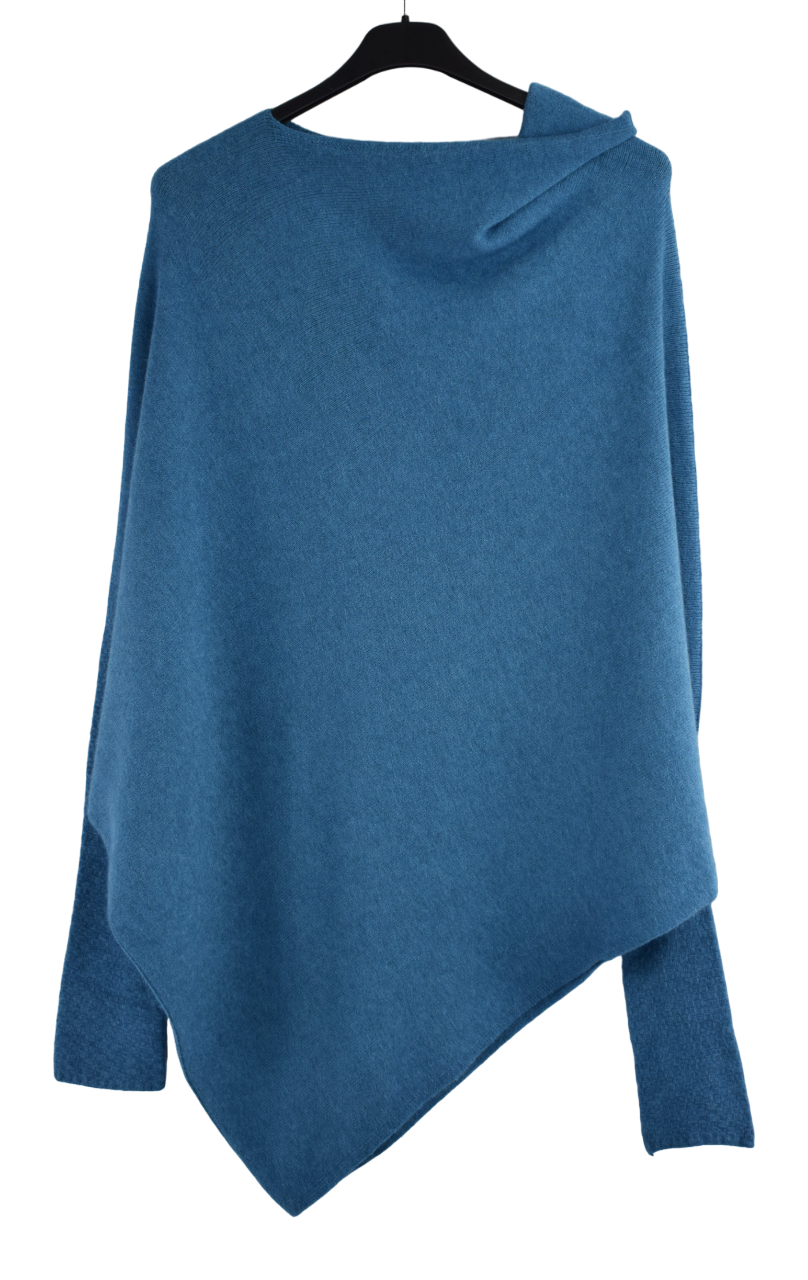 Italian Lagenlook Asymmetric Draped Jumper Off The Shoulder Knit Jumper